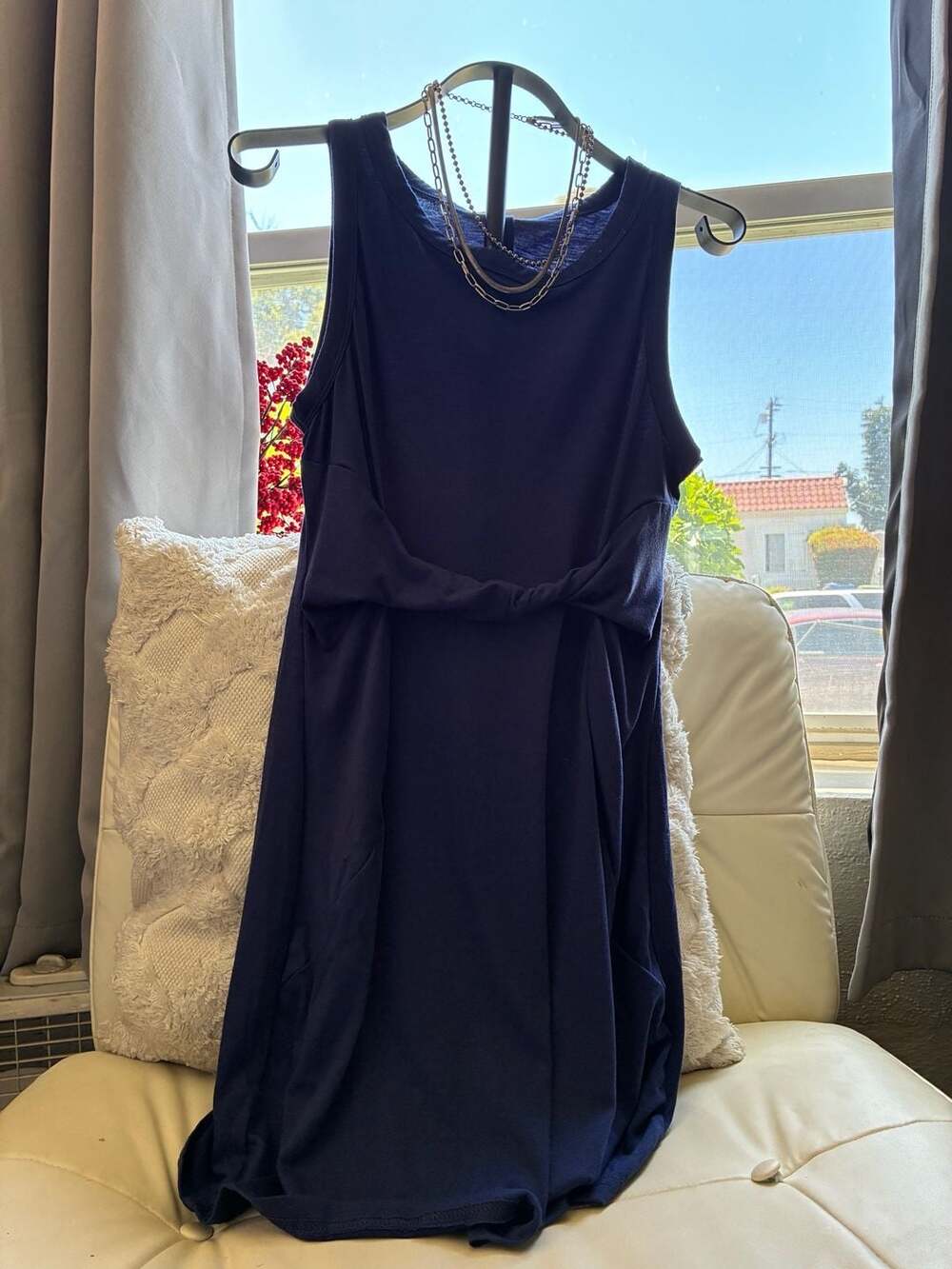 Cupshe Navy Blue Sleeveless Front Twist Knot Knit Mini Dress
